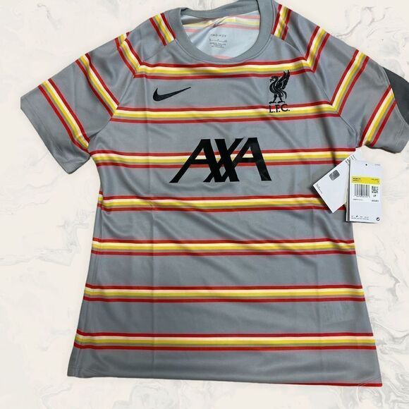 NiKe L.F.C. Tops - Nike L.F.C Liverpool Football Club Dri Fit Tee - Size S - Grey /Orange/Yellow